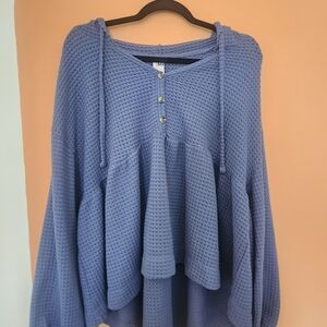 SO Women's Blue Waffle Knit Hoodie